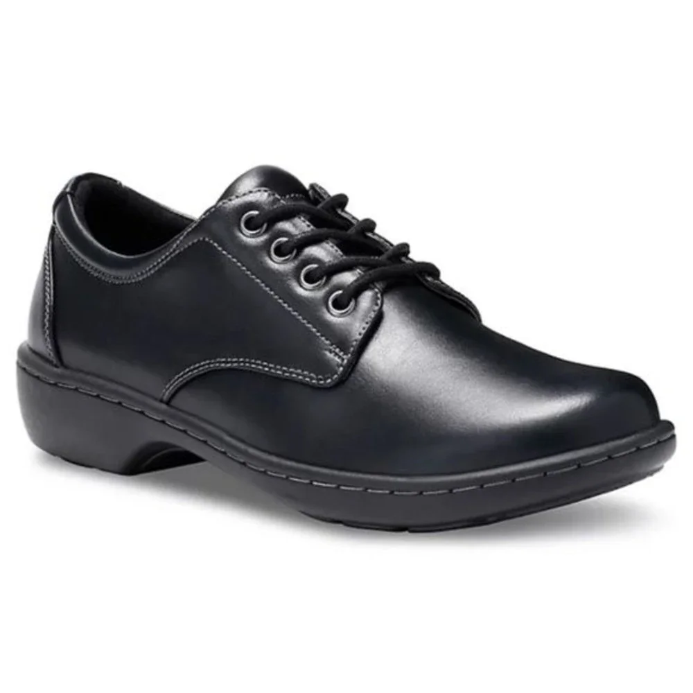 Eastland Womens Size 9.5 Black Faux Vegan Leather Lace Up Oxfords Loafers‎ Shoes